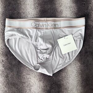 Calvin Klein Tonal Logo Hip Brief, Light Gray
